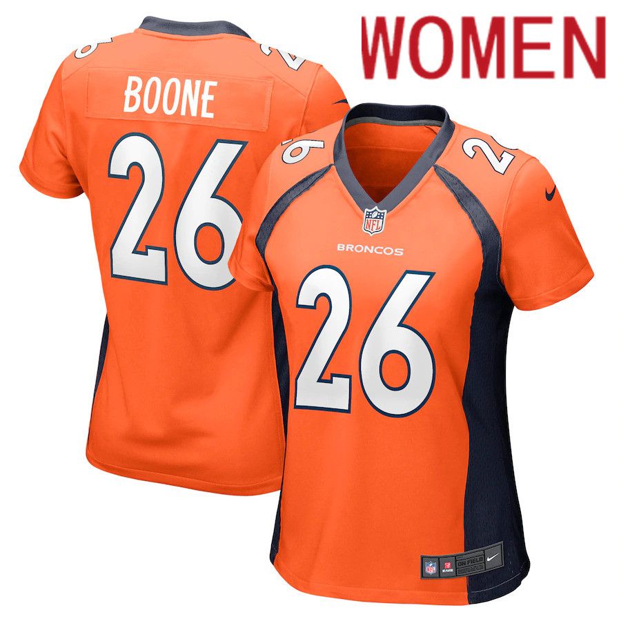 Women Denver Broncos 26 Mike Boone Nike Orange Nike Game NFL Jersey